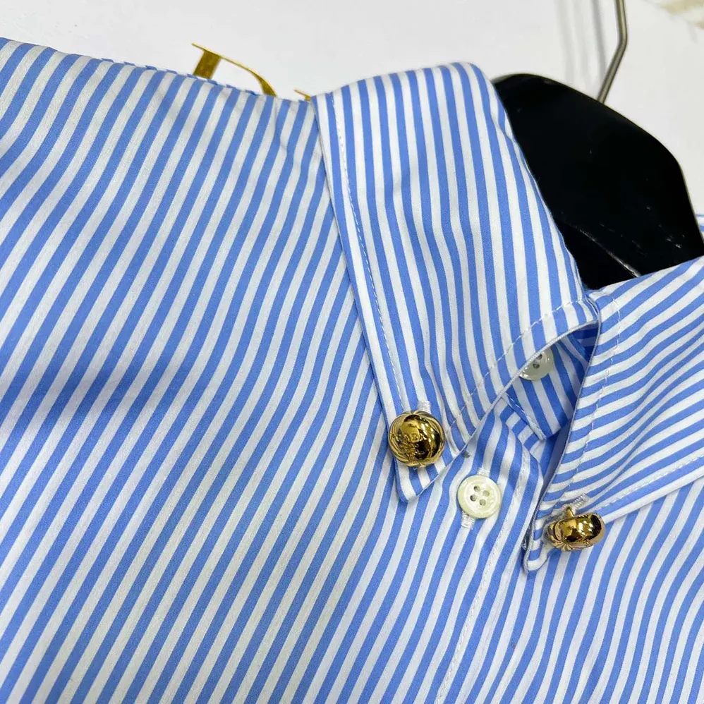 Prada Embroidered Striped Shirt for Women Prada Embroidered Striped Shirt for Women