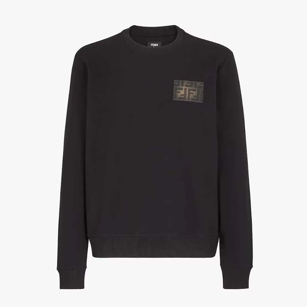 Fendi Black Jersey Sweatshirt-FY0178AQJ9F0QA1 for Men