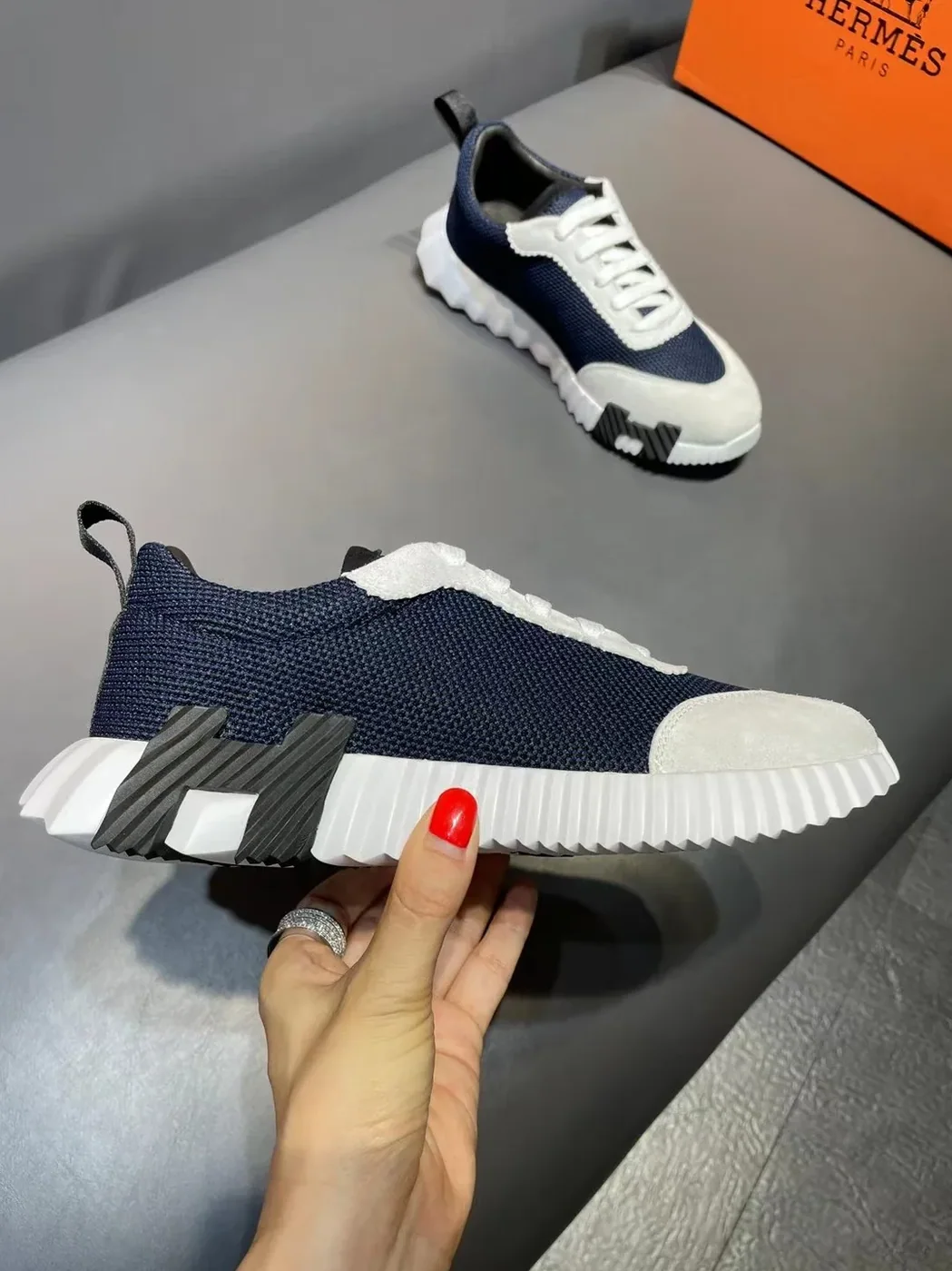 Hermes Bouncing Sneakers Dark Blue Hermes Bouncing Sneakers Dark Blue