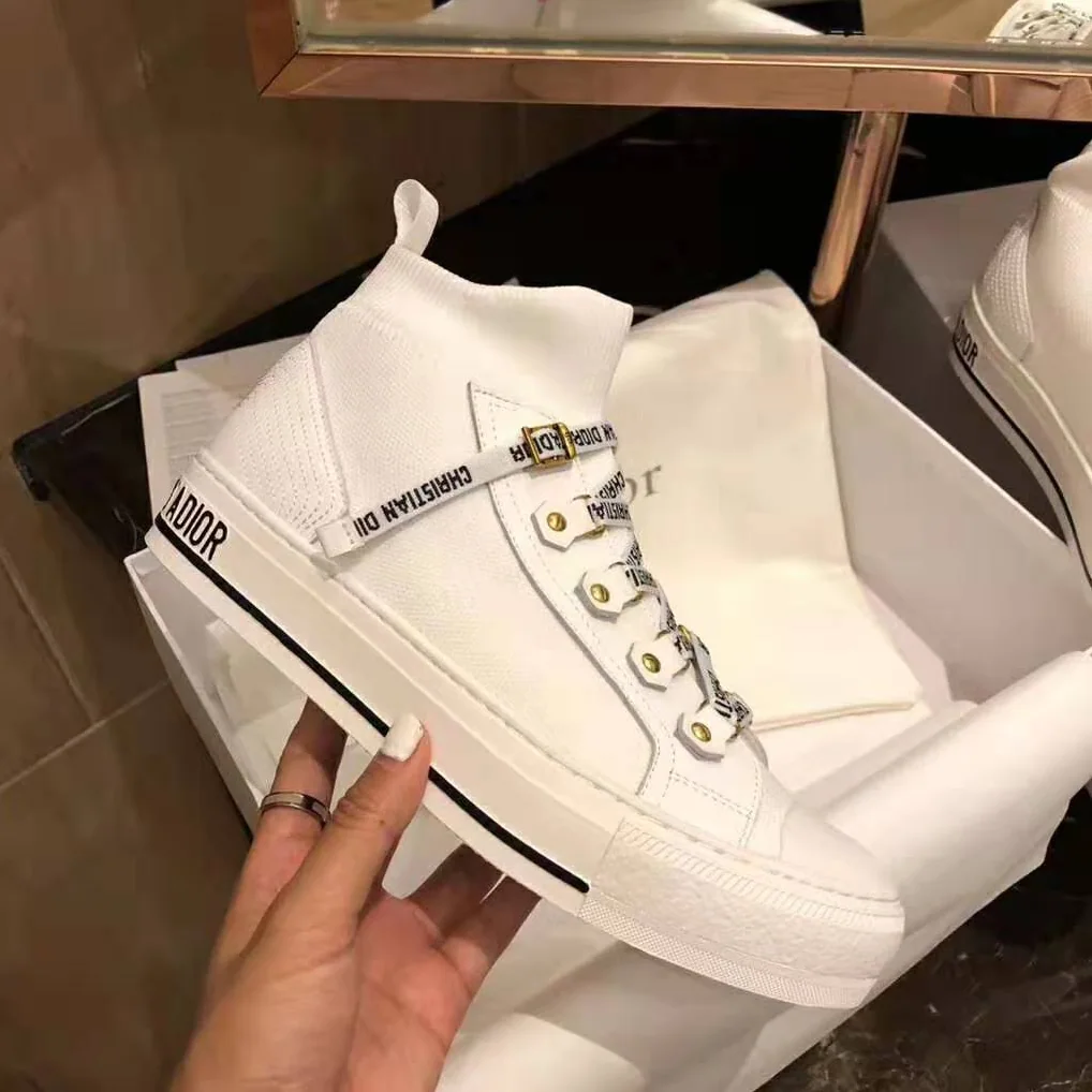 Dior Walk'N'Dior Techincal Knit Mid-Top Sneaker for Women in White Dior Walk'N'Dior Techincal Knit Mid-Top Sneaker for Women in White