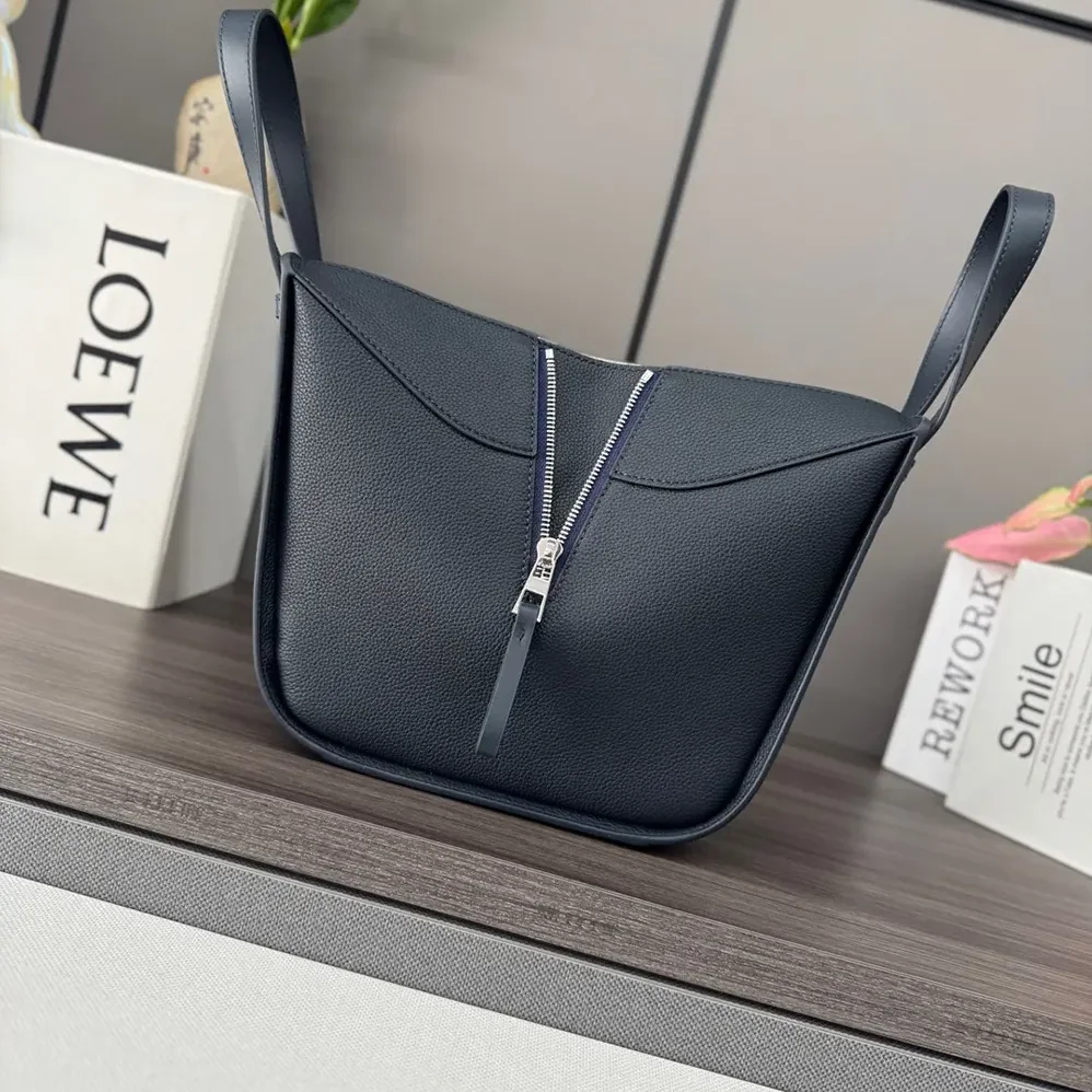Loewe Compact Hammock Bag in Soft Grained Calfskin for Unisex in Deep Navy
