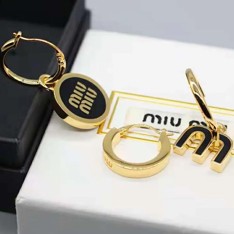 Miu Miu Set of Enameled Metal Earrings for Women Miu Miu Set of Enameled Metal Earrings for Women