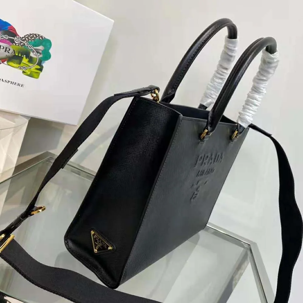 Prada Medium Saffiano Leather Handbag for Women in Black Prada Medium Saffiano Leather Handbag for Women in Black