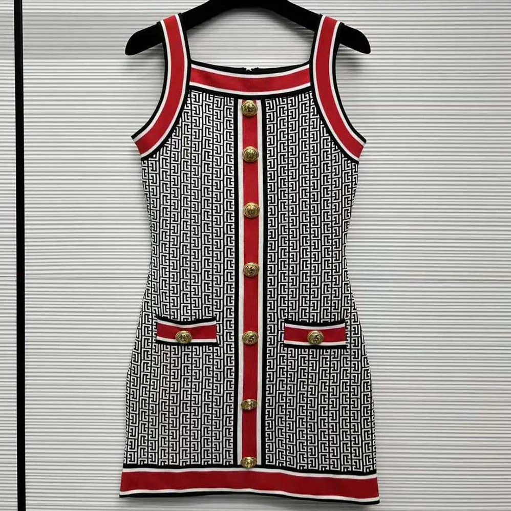 Balmain Short Monogrammed Knit Dress for Women Balmain Short Monogrammed Knit Dress for Women