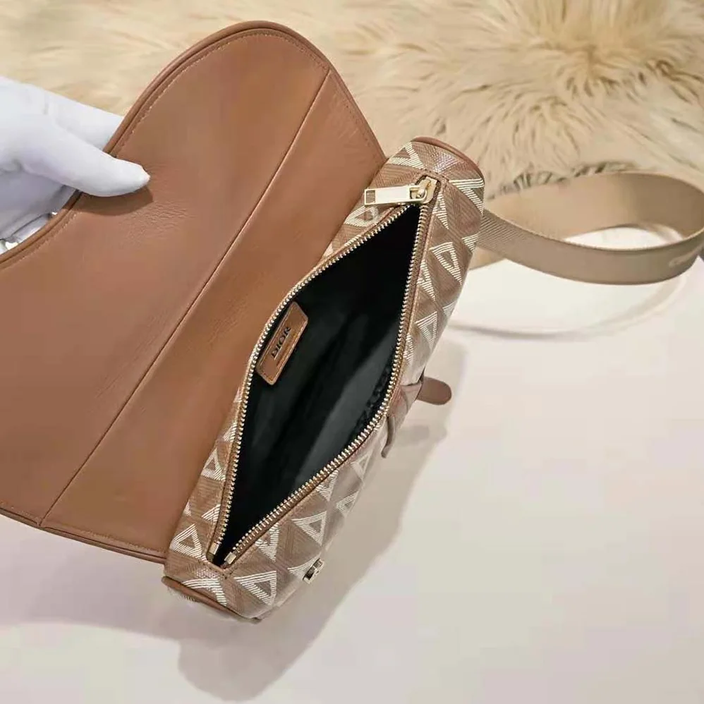 Dior Saddle Bag Coffee CD Diamond Canvas and Smooth Calfskin for Men Dior Saddle Bag Coffee CD Diamond Canvas and Smooth Calfskin for Men