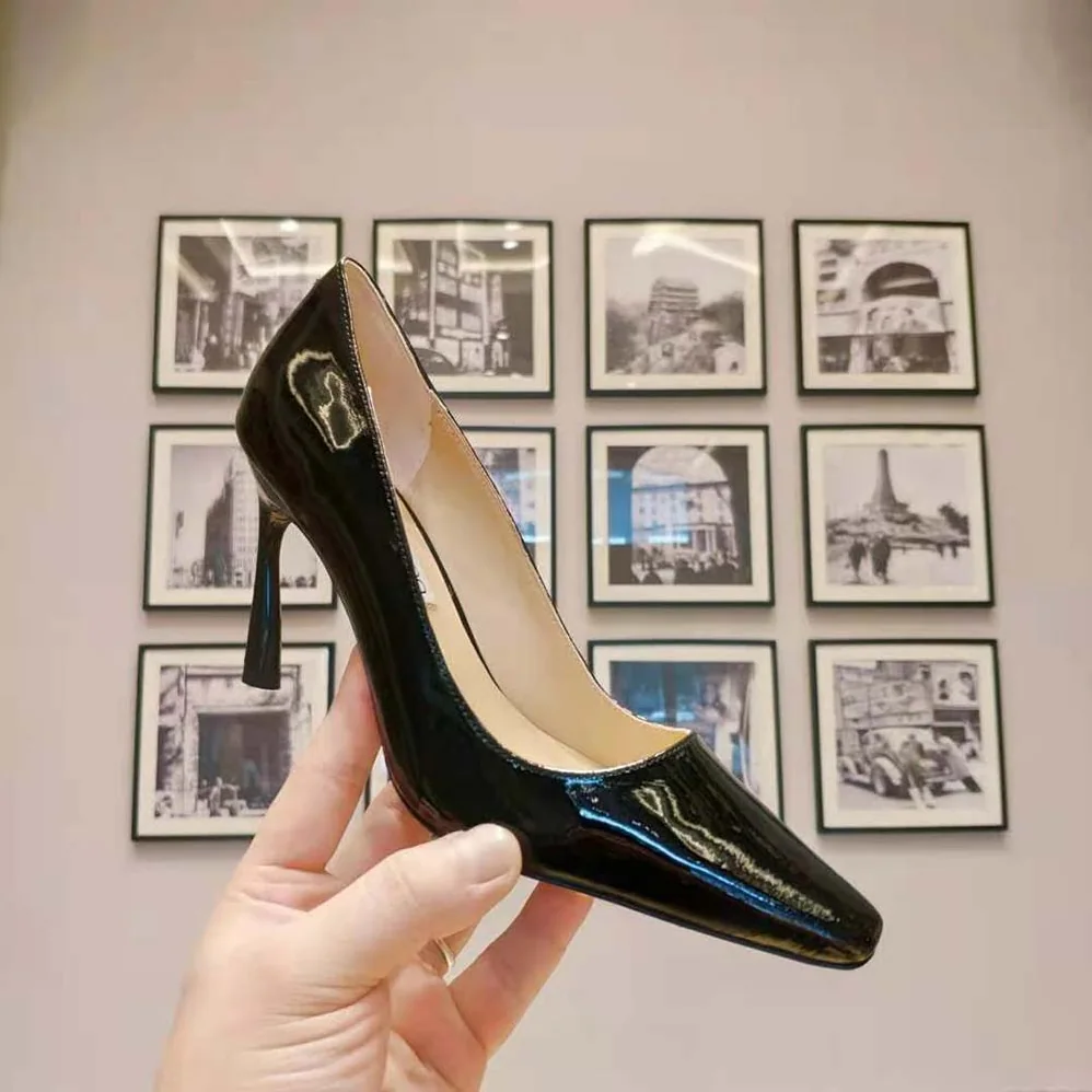 Jimmy Choo Brittany 100 Black Naplack Pumps with Angled Heel for Women