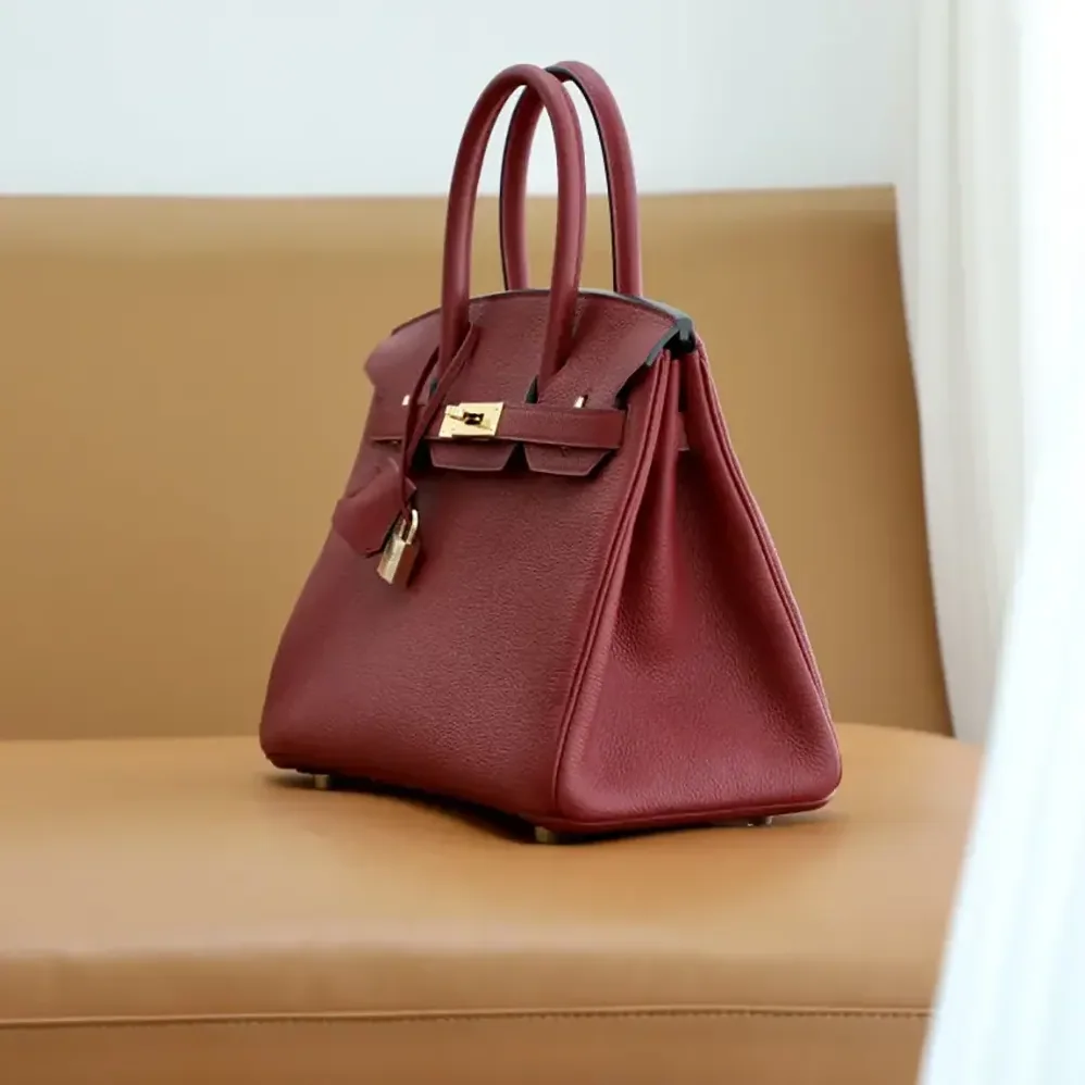 Hermes Birkin 30 Bag in Epsom Leather with Gold Hardware in Red/Gold