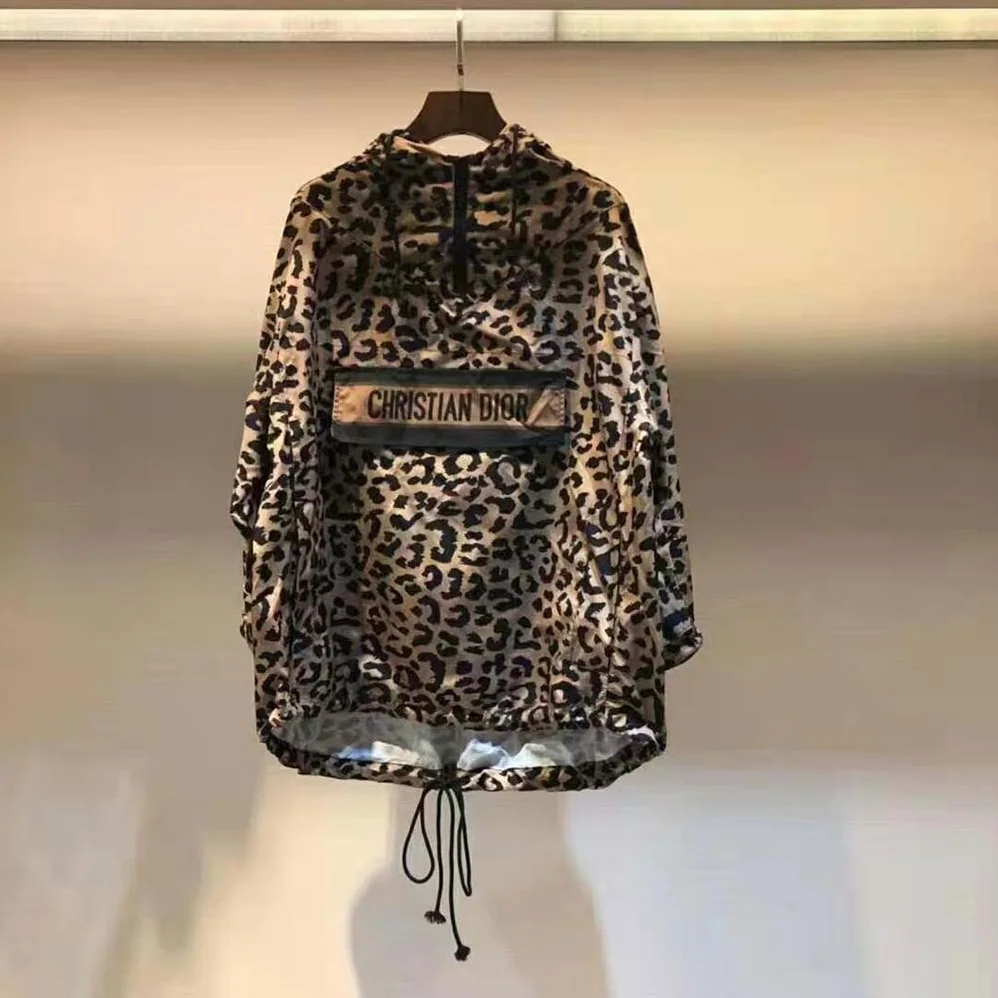 Dior Hooded Anorak Beige Multicolor Mizza Technical Taffeta Jacquard for Women