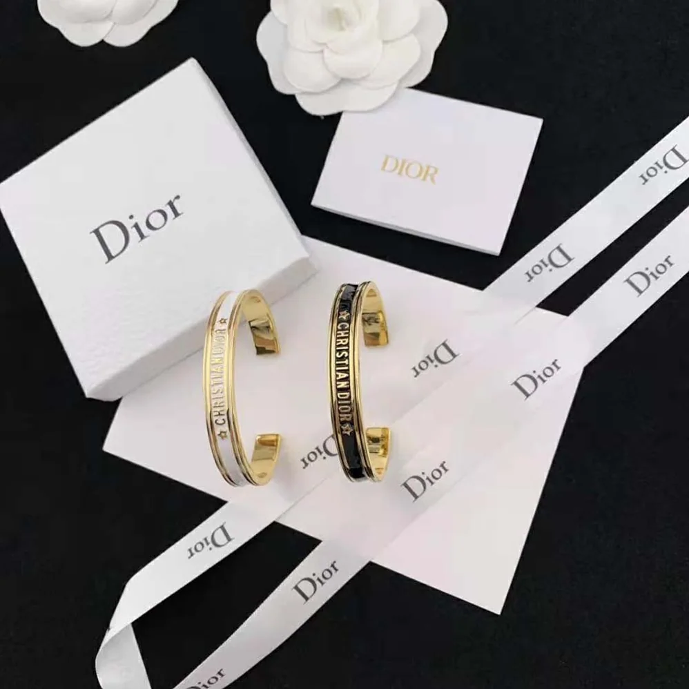Dior Code Bangle Gold-Finish Metal and White Lacquer for Women Dior Code Bangle Gold-Finish Metal and White Lacquer for Women