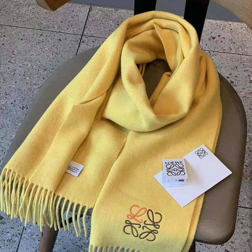 Loewe Anagram Scarf in Cashmere for Women in Yellow Loewe Anagram Scarf in Cashmere for Women in Yellow