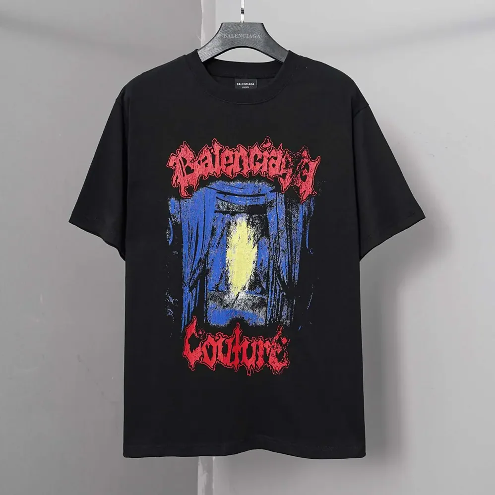 Balenciaga Salon De Couture Medium Fit T-Shirt in Black Dry Jersey for Men Balenciaga Salon De Couture Medium Fit T-Shirt in Black Dry Jersey for Men