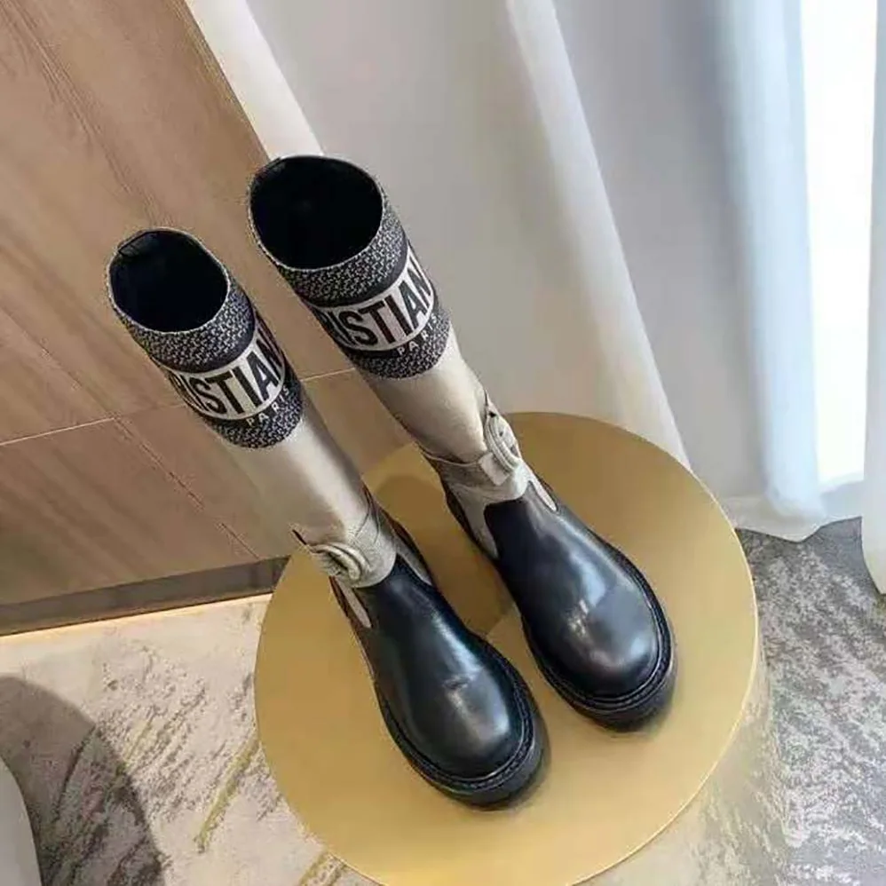Dior D-Major Boot Taupe and Black Technical Fabric and Calfskin for Women Dior D-Major Boot Taupe and Black Technical Fabric and Calfskin for Women