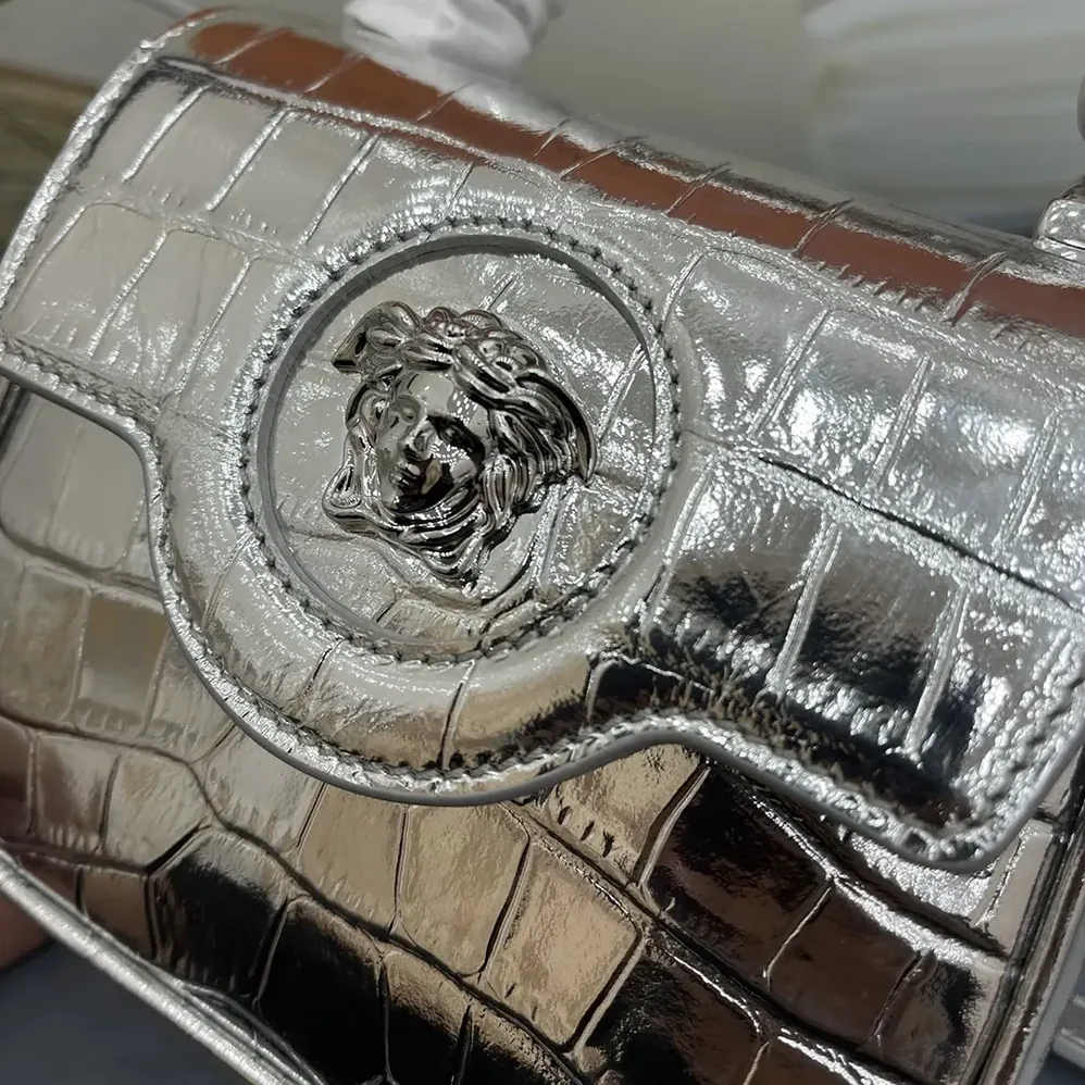 Versace La Medusa Metallic Mini Bag for Women in Silver Versace La Medusa Metallic Mini Bag for Women in Silver