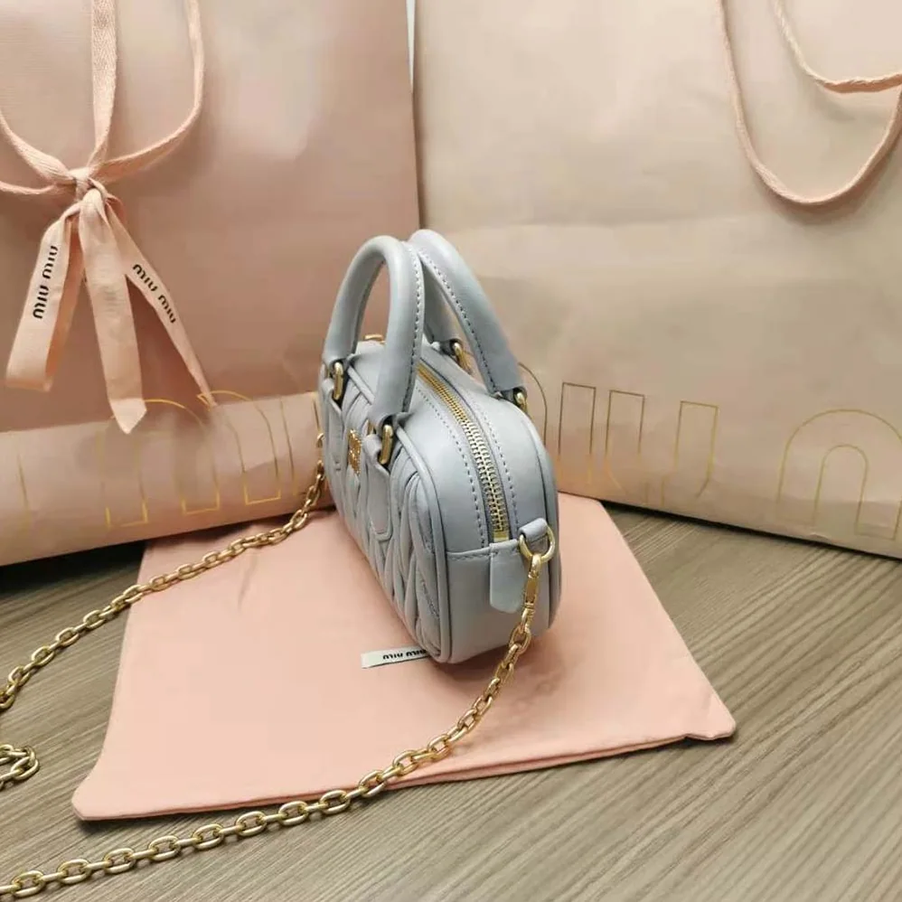 Miu Miu Matelassé Nappa Leather Top-Handle Mini-Bag for Women in Silver