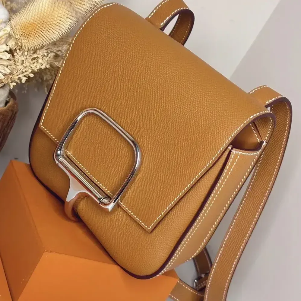 Hermes Della Cavalleria Mini Bag Epsom Leather for Women in Brown/Silver