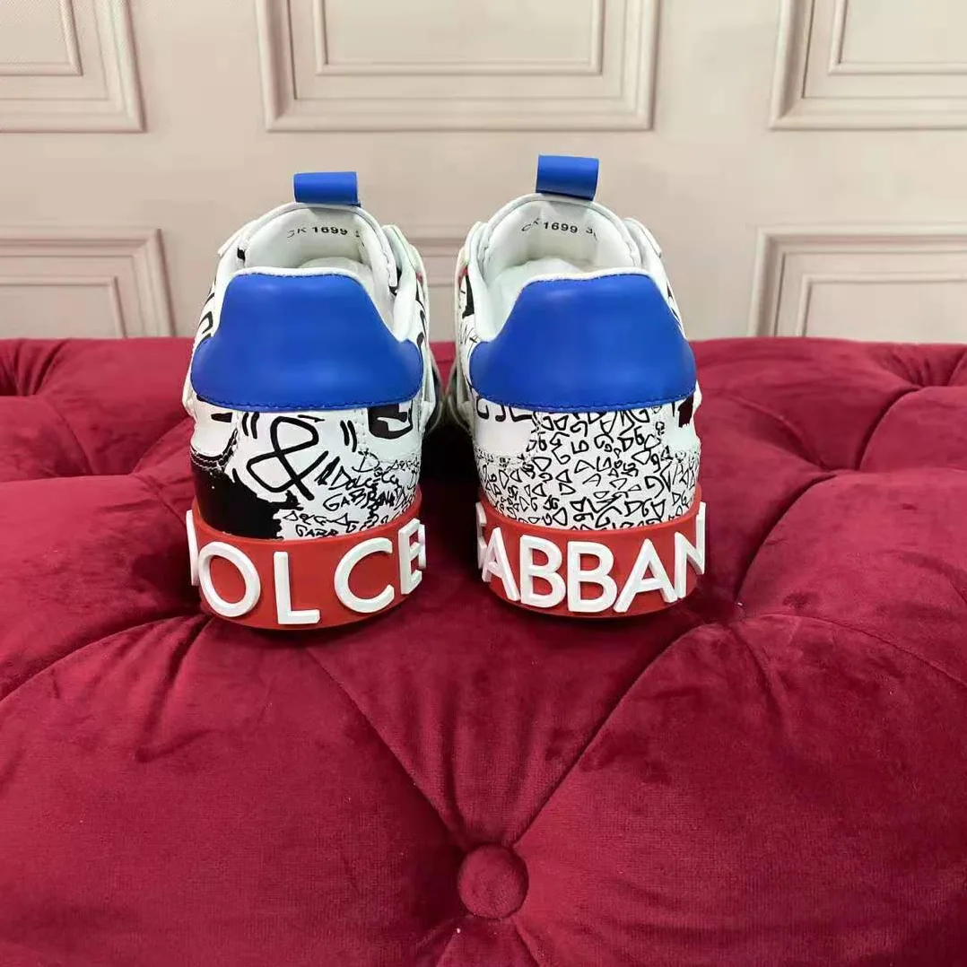 Dolce Gabbana D&G Graffiti-Print Calfskin Custom 2.Zero Sneakers for Men Dolce Gabbana D&G Graffiti-Print Calfskin Custom 2.Zero Sneakers for Men