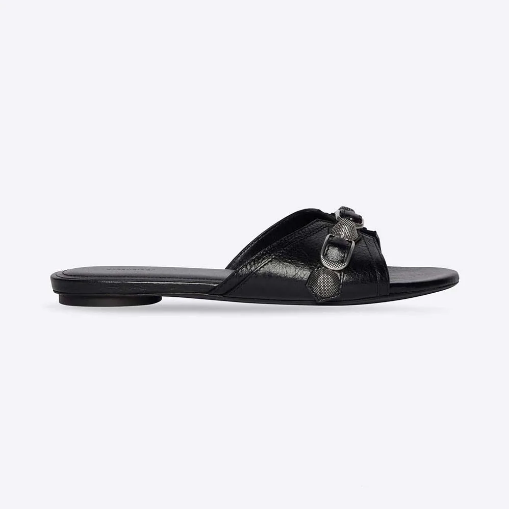Balenciaga Cagole Sandal in Black Arena Lambskin for Women Balenciaga Cagole Sandal in Black Arena Lambskin for Women