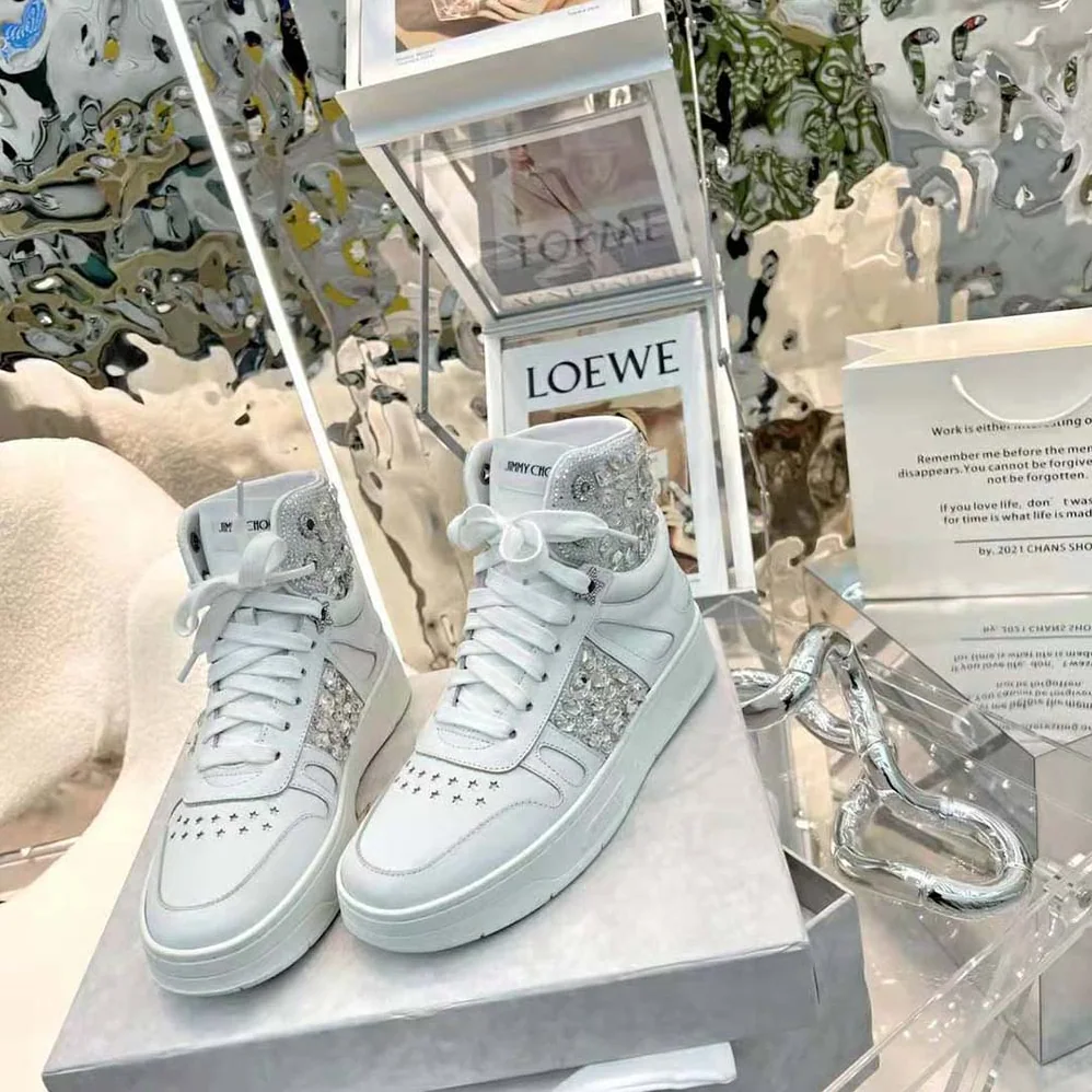 Jimmy Choo Hawaii Hi Top/F White Nappa Leather High for Women in Top Trainers Jimmy Choo Hawaii Hi Top/F White Nappa Leather High for Women in Top Trainers