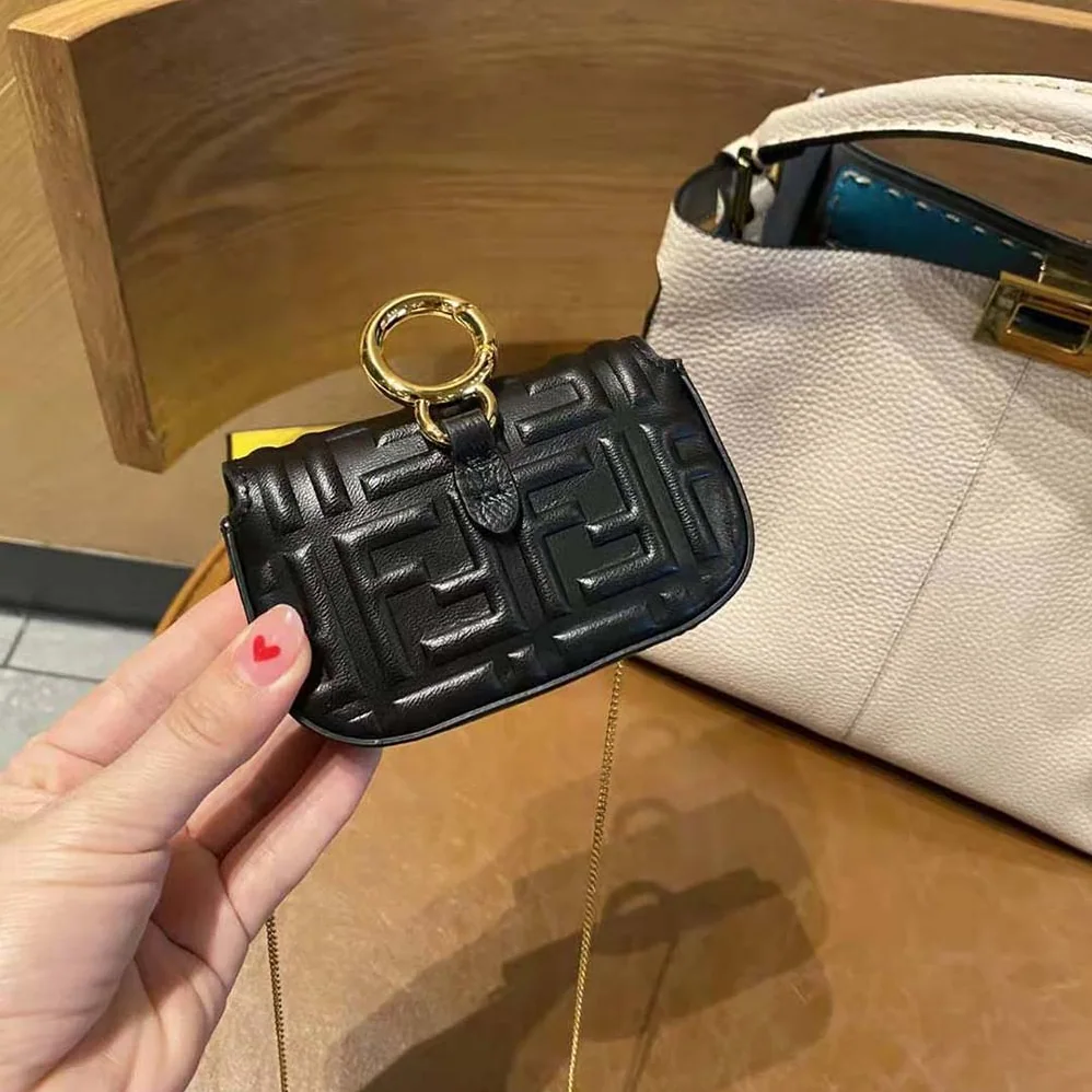 Fendi Nano Baguette Charm Black Nappa Leather Charm for Women