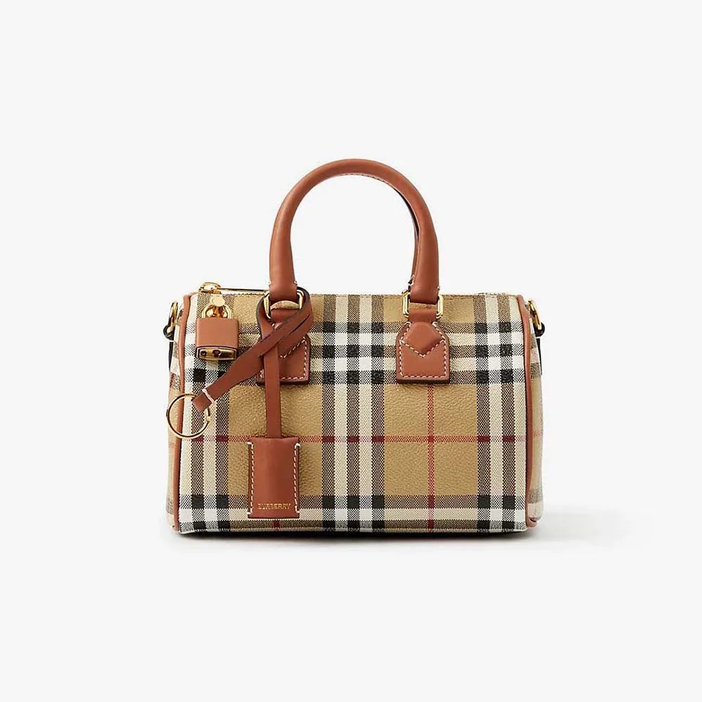 Burberry Mini Check Bowling Bag for Women in Brown