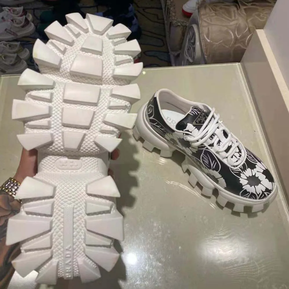 Prada Printed Nylon Sneakers for Women in Black