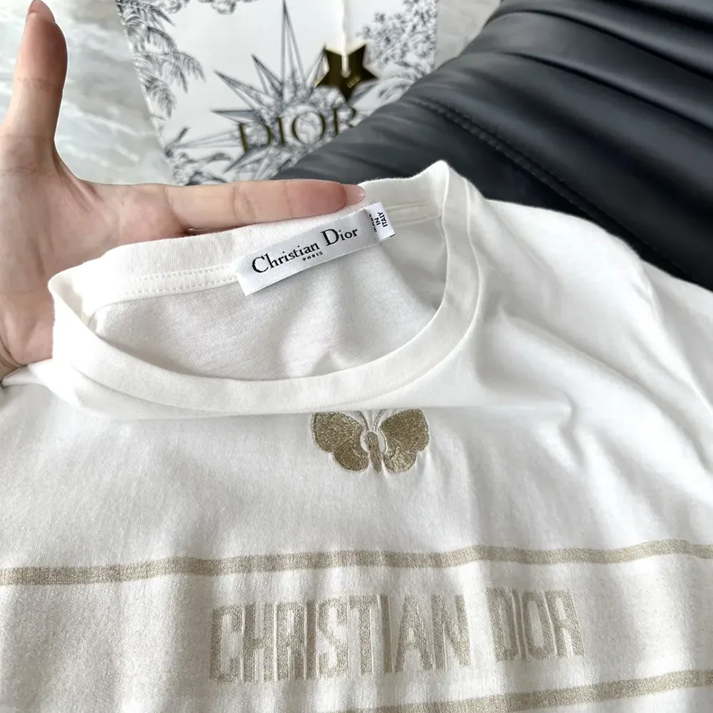 Dior Embroidered T-Shirt in White Cotton Jersey for Women