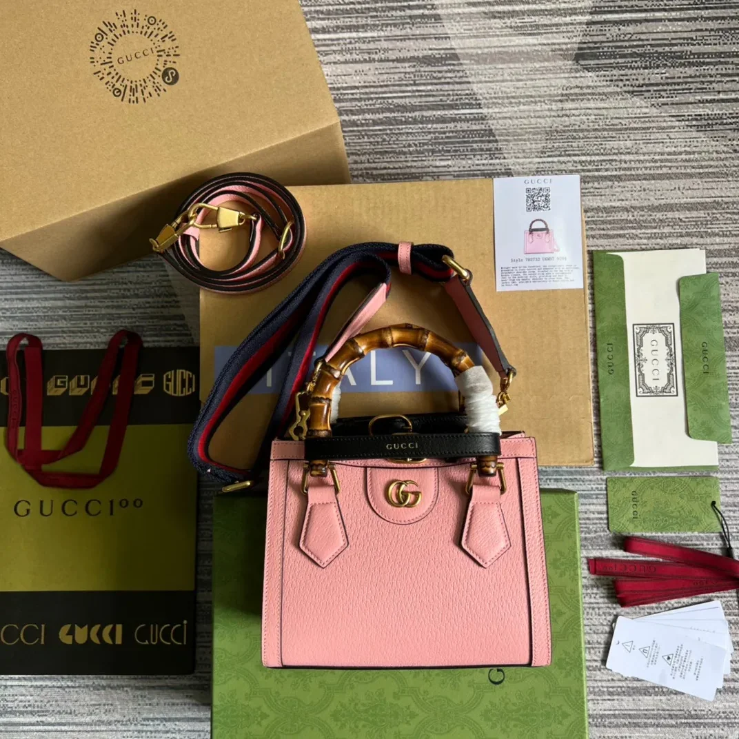 Gucci Diana Mini Tote Bag in Pink Gold Hardware