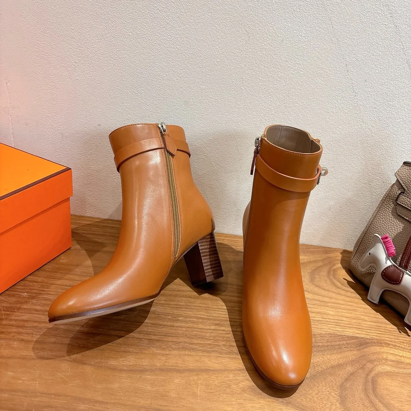 Hermes Saint Germain Ankle Boots Naturel