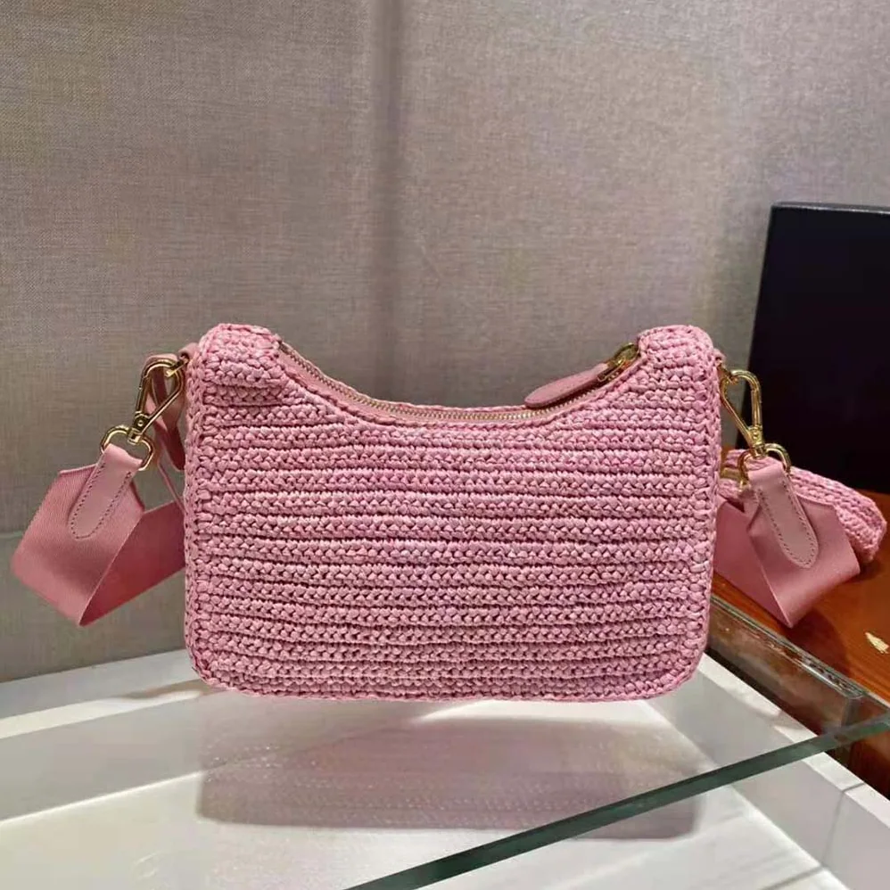 Prada Re-Edition 2005 Raffia Bag for Women in Pink Prada Re-Edition 2005 Raffia Bag for Women in Pink