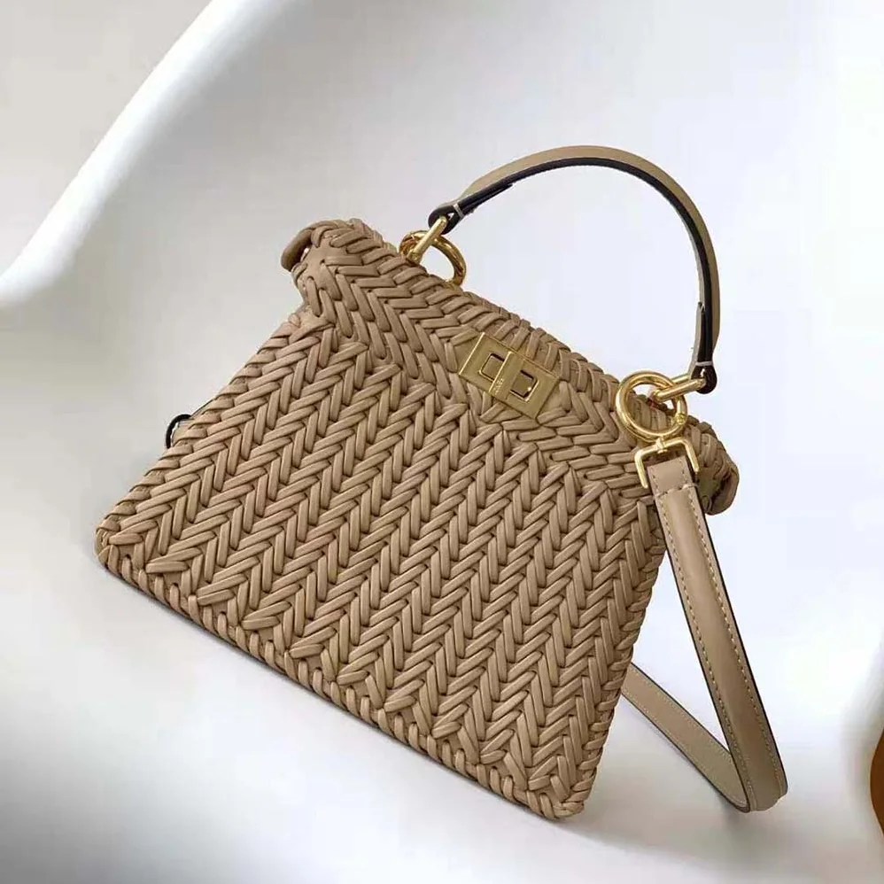 Fendi Peekaboo ISeeU Petite Brown Padded Calfskin Leather Bag for Women