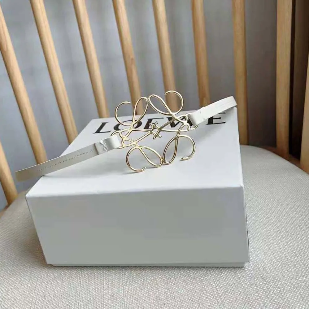 Loewe Anagram Belt in Classic Calfskin for Women in White Loewe Anagram Belt in Classic Calfskin for Women in White