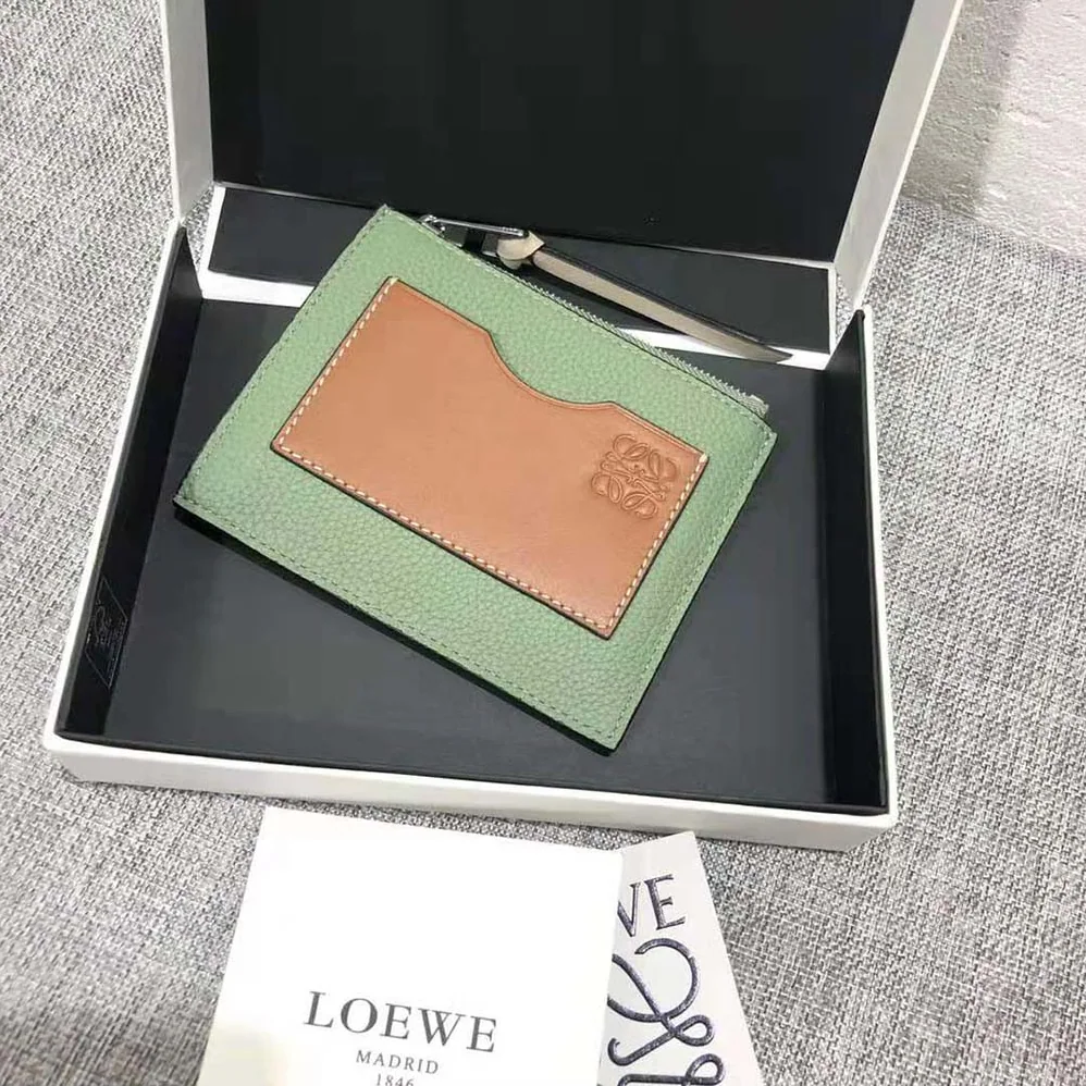 Loewe Coin Cardholder in Soft Grained Calfskin for Women in Lime Loewe Coin Cardholder in Soft Grained Calfskin for Women in Lime