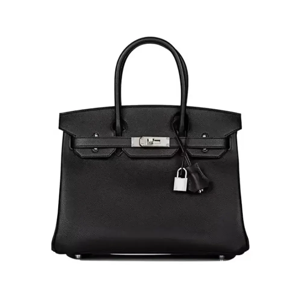 Hermes Birkin 30 Bag in Epsom Leather with Silver Hardware in Black/Silver