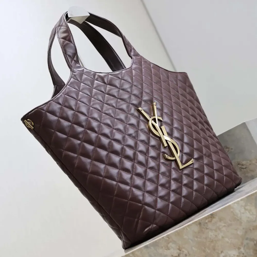 Saint Laurent YSL Large Icare In Quilted Nappa Lambskin for Women in Maroon Saint Laurent YSL Large Icare In Quilted Nappa Lambskin for Women in Maroon