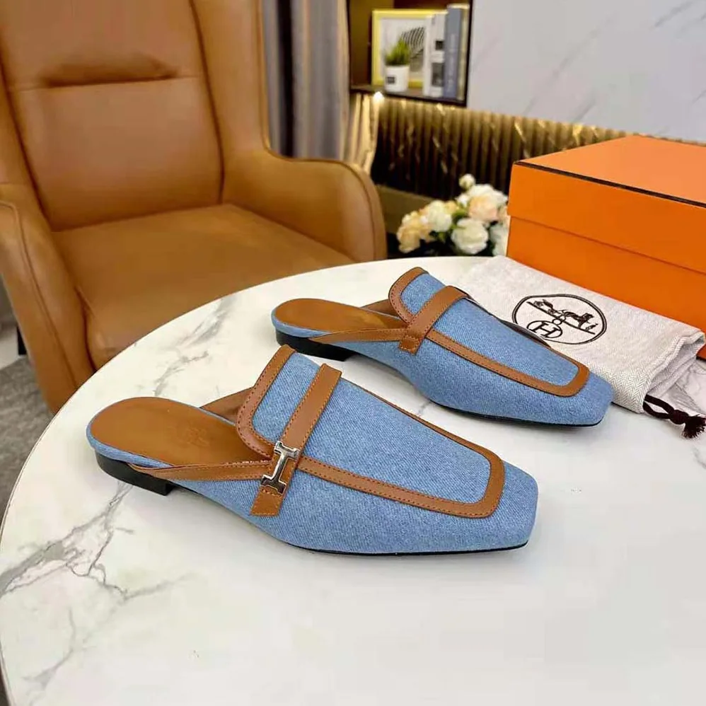 Hermes in H Canvas and Calfskin for Women in Blue Hermes in H Canvas and Calfskin for Women in Blue