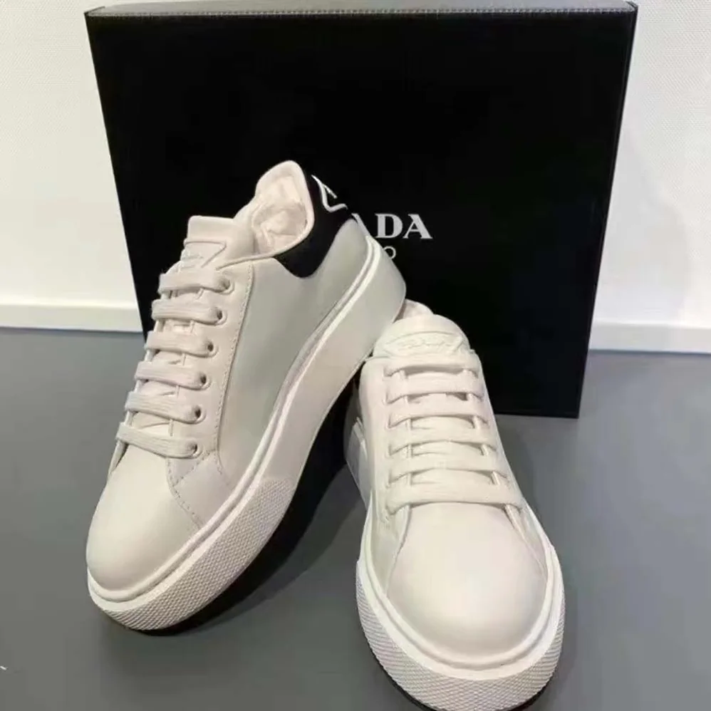 Prada Macro Leather Sneakers for Unisex in White Prada Macro Leather Sneakers for Unisex in White