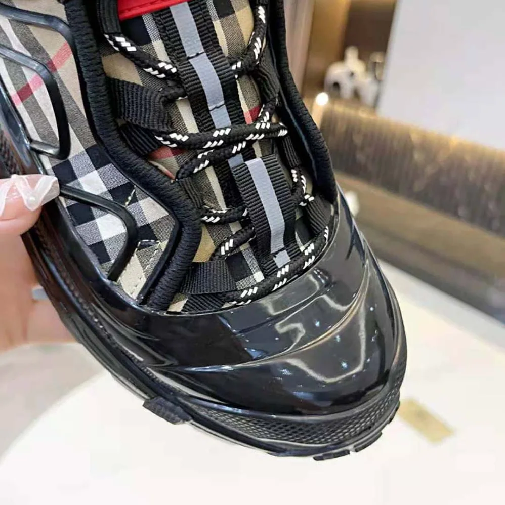 Burberry Vintage Check Cotton and Nylon Arthur Sneakers for Women in Black