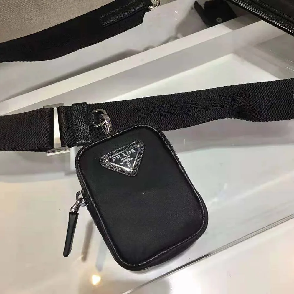 Prada Nylon and Saffiano Leather Bag with Strap for Men in Black Prada Nylon and Saffiano Leather Bag with Strap for Men in Black