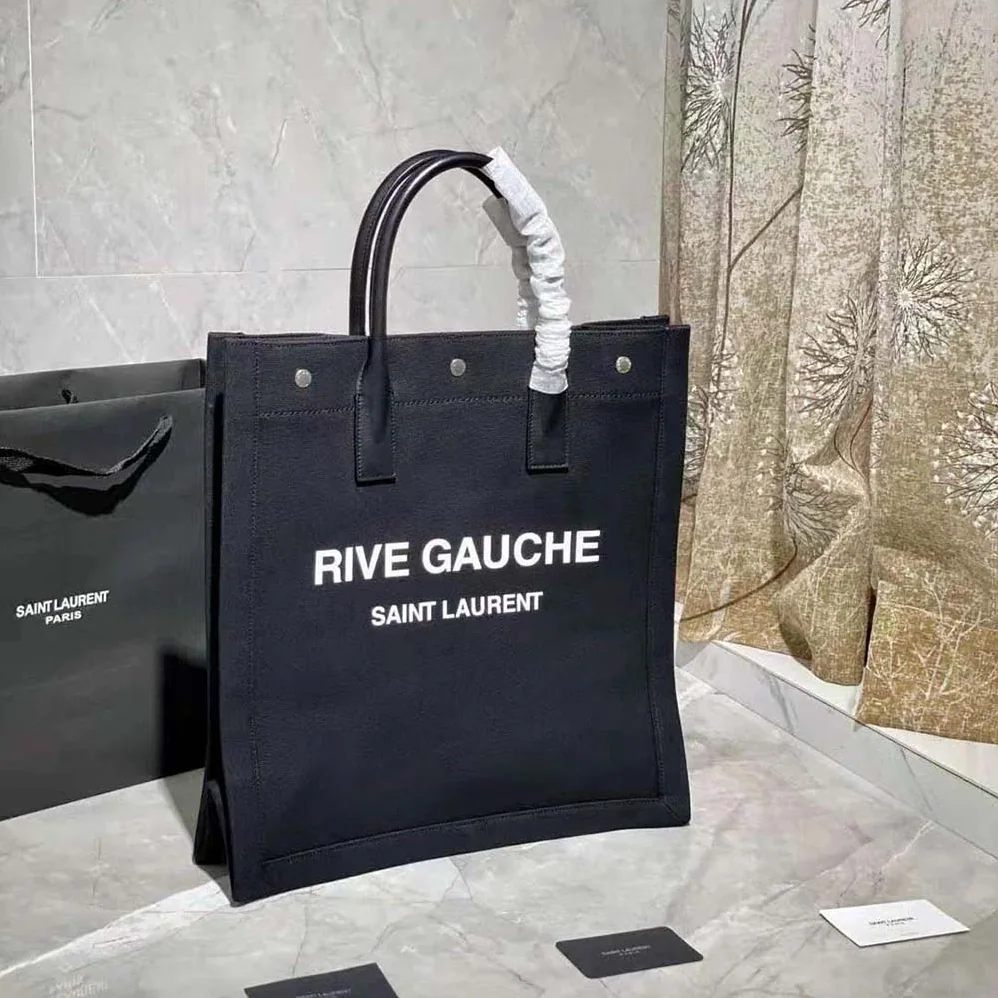 Saint Laurent YSL Rive Gauche N/S Shopping Bag in Cotton for Women Saint Laurent YSL Rive Gauche N/S Shopping Bag in Cotton for Women