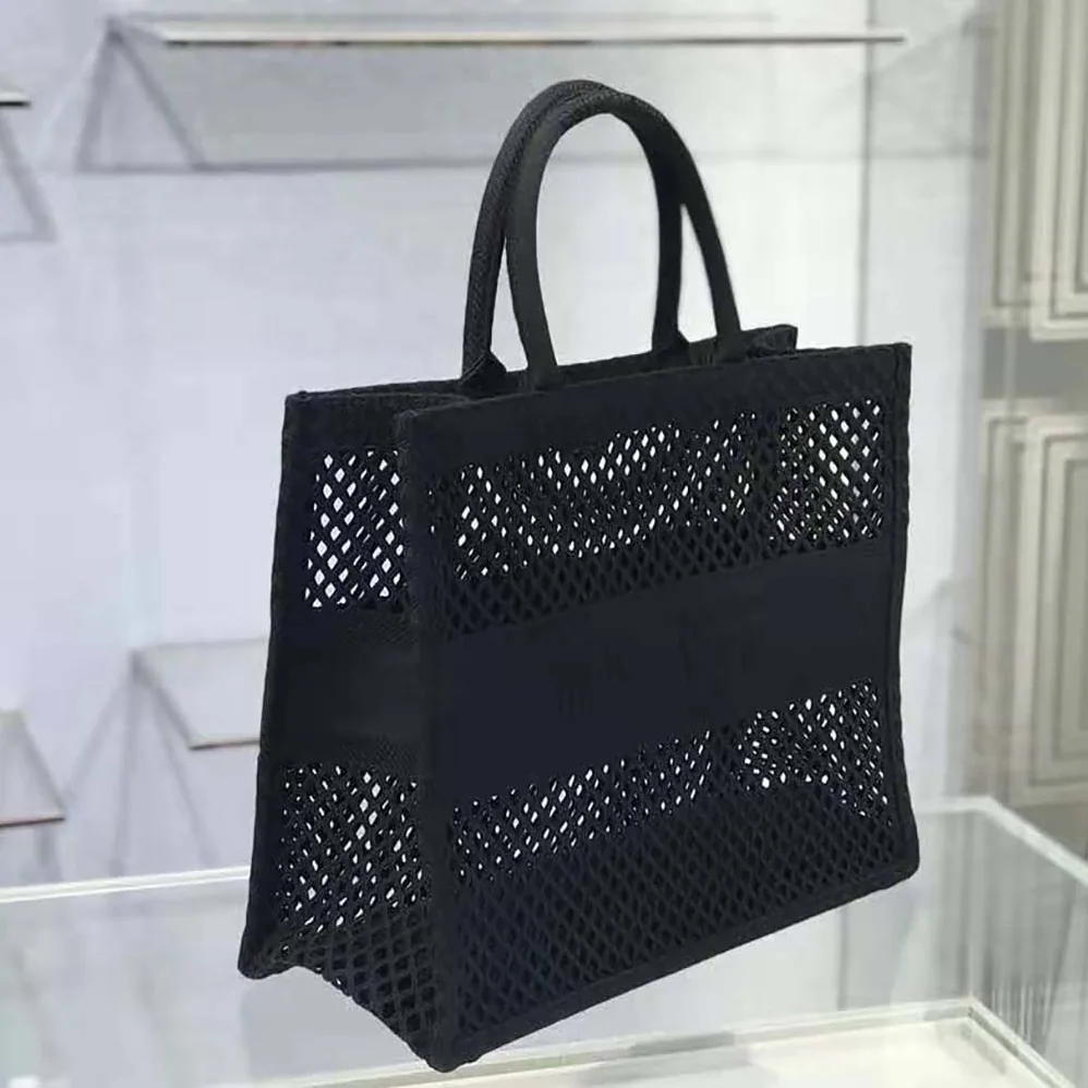 Dior Dior Book Tote Black Mesh Embroidery for Women