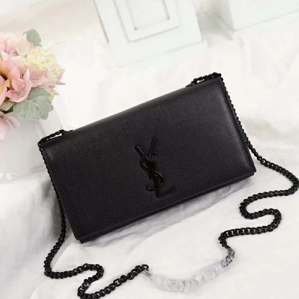 Saint Laurent YSL Kate Medium Grain De Poudre Embossed for Women in Black