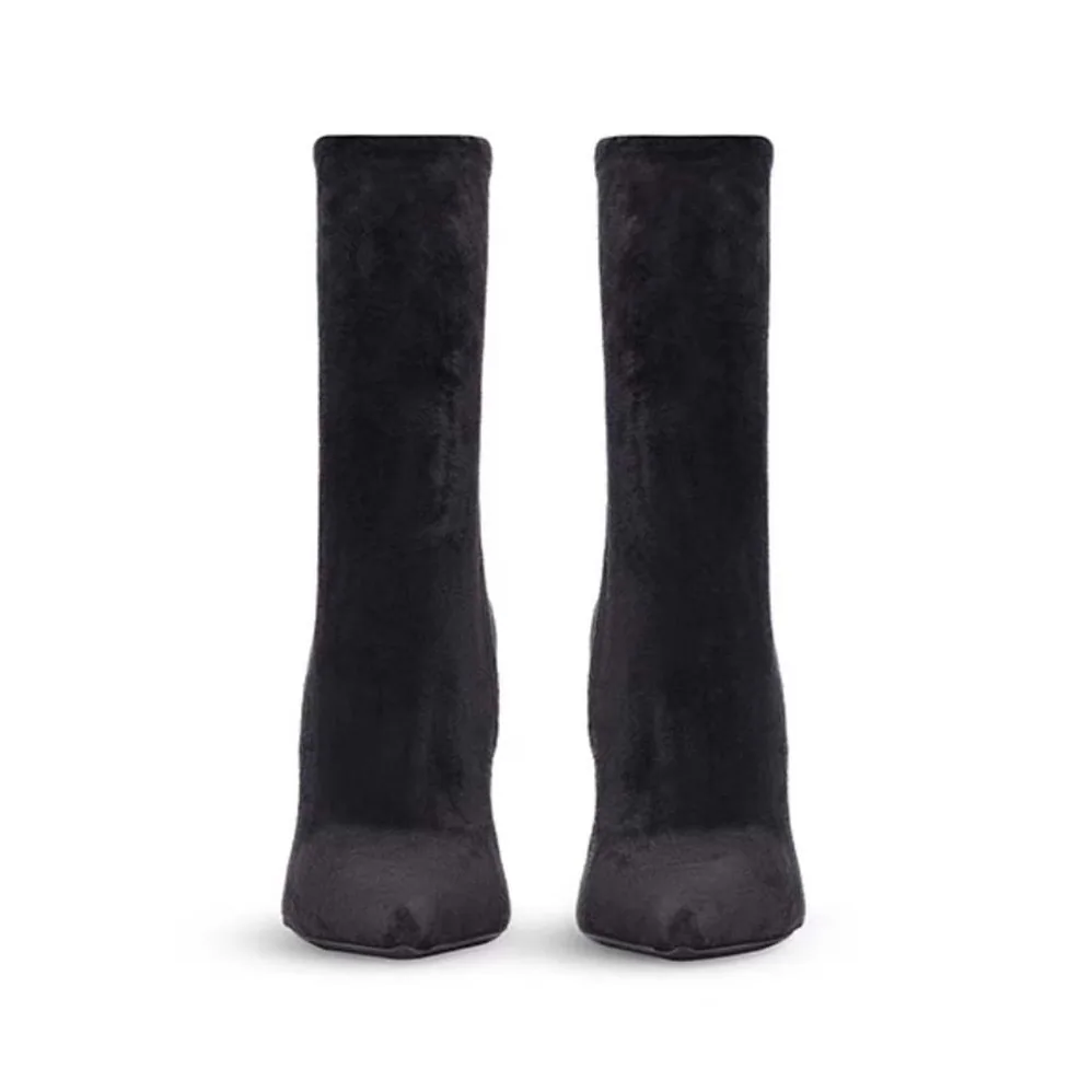 Balenciaga Knife 110mm Bootie in Black Fluid Velvet Jersey for Women Balenciaga Knife 110mm Bootie in Black Fluid Velvet Jersey for Women