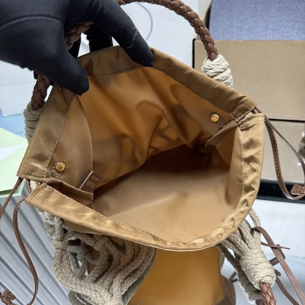 Prada Cotton Cord Macramé Tote Bag for Unisex in Brown