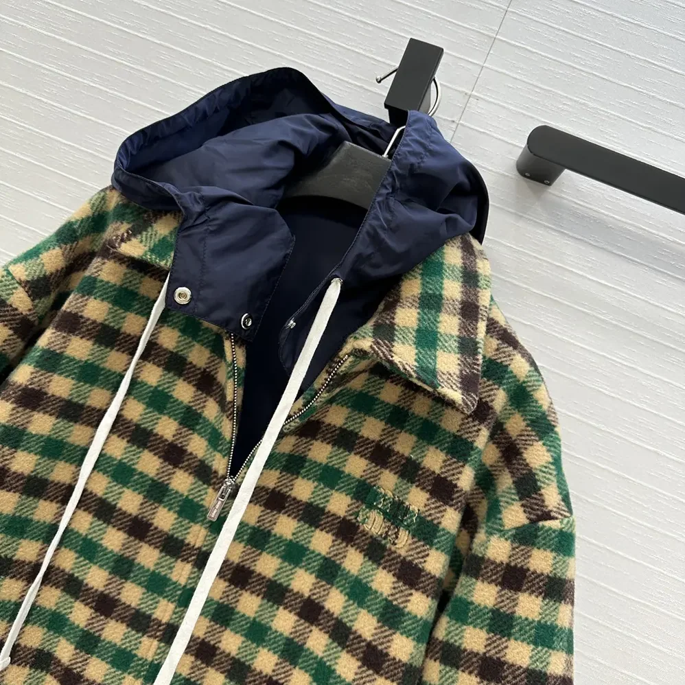 Miu Miu Gingham Check And Technical Fabric Jacket for Women