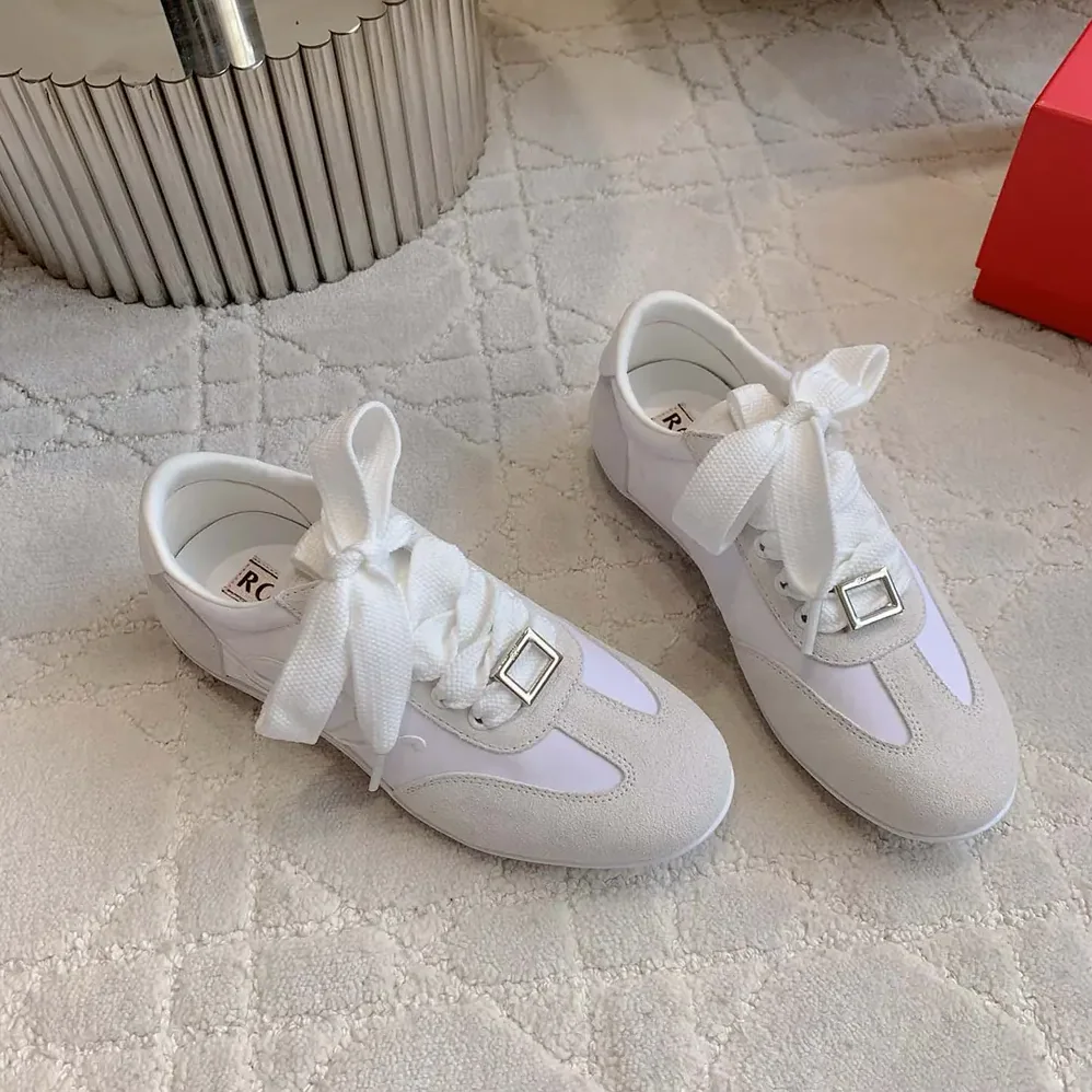 Roger Vivier Viv Low Sneakers in Suede for Women in White Roger Vivier Viv Low Sneakers in Suede for Women in White