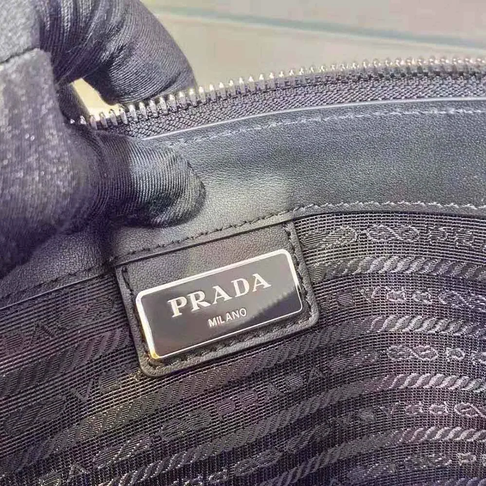 Prada Brushed Leather Pouch for Men in Black Prada Brushed Leather Pouch for Men in Black