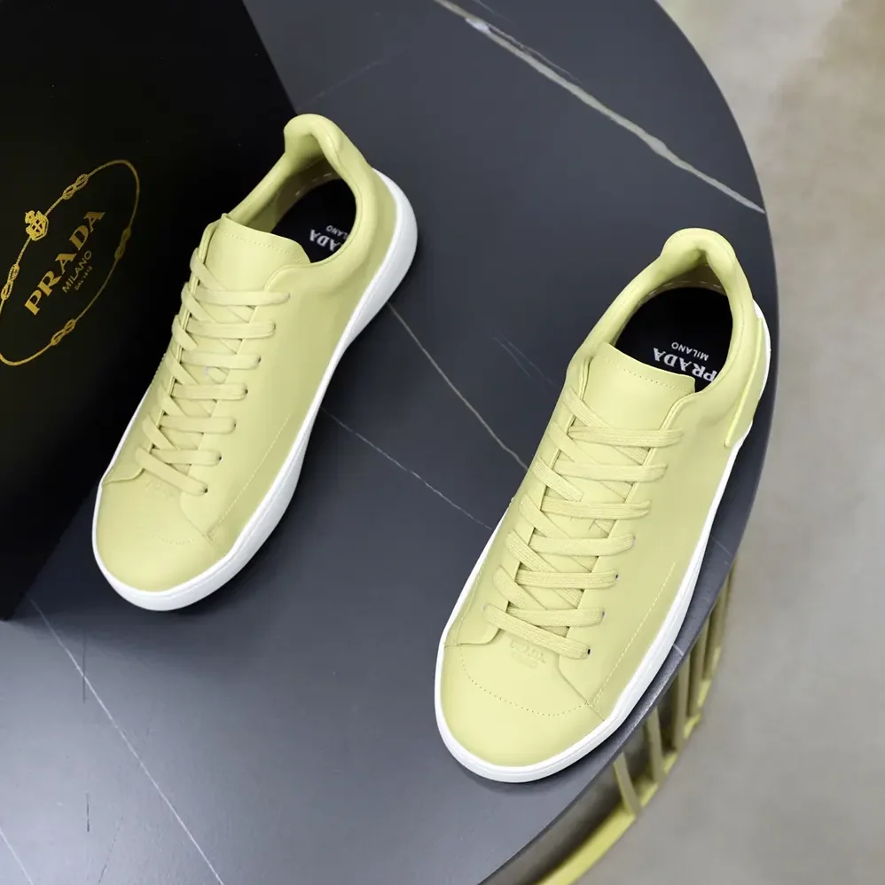 Prada Court Leather Sneakers for Unisex in Pineapple