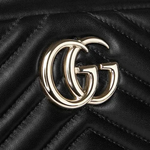 Gucci Marmont Camera Small Shoulder Bag in Black Gold Hardware