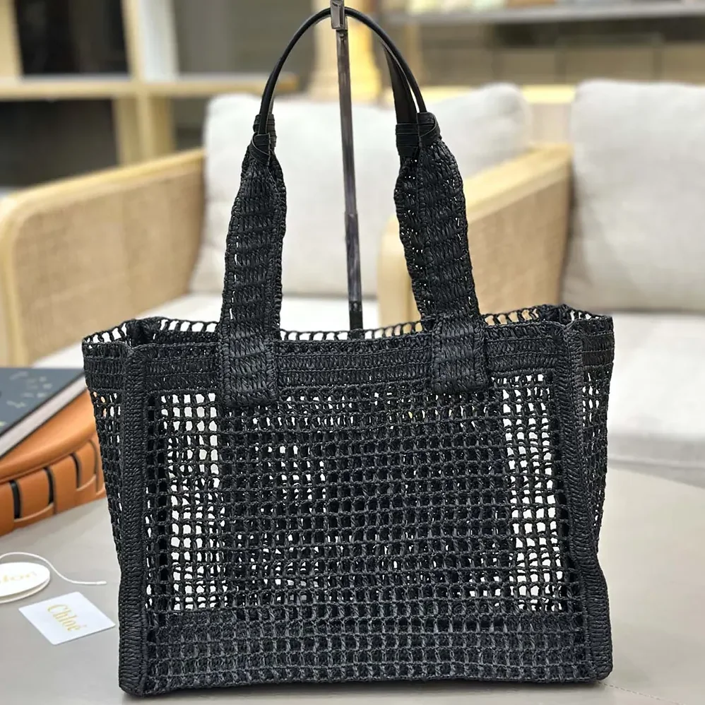 Chloe Summer Banana East-west Tote Bag in Raffia & Buffalo Leather for Women Chloe Summer Banana East-west Tote Bag in Raffia & Buffalo Leather for Women