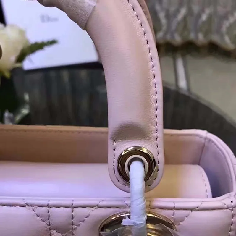 Dior My Lady Dior Bag in Cannage Lambskin in Pink